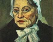 文森特 威廉 梵高 : 戴着白帽子的老妇人的头像